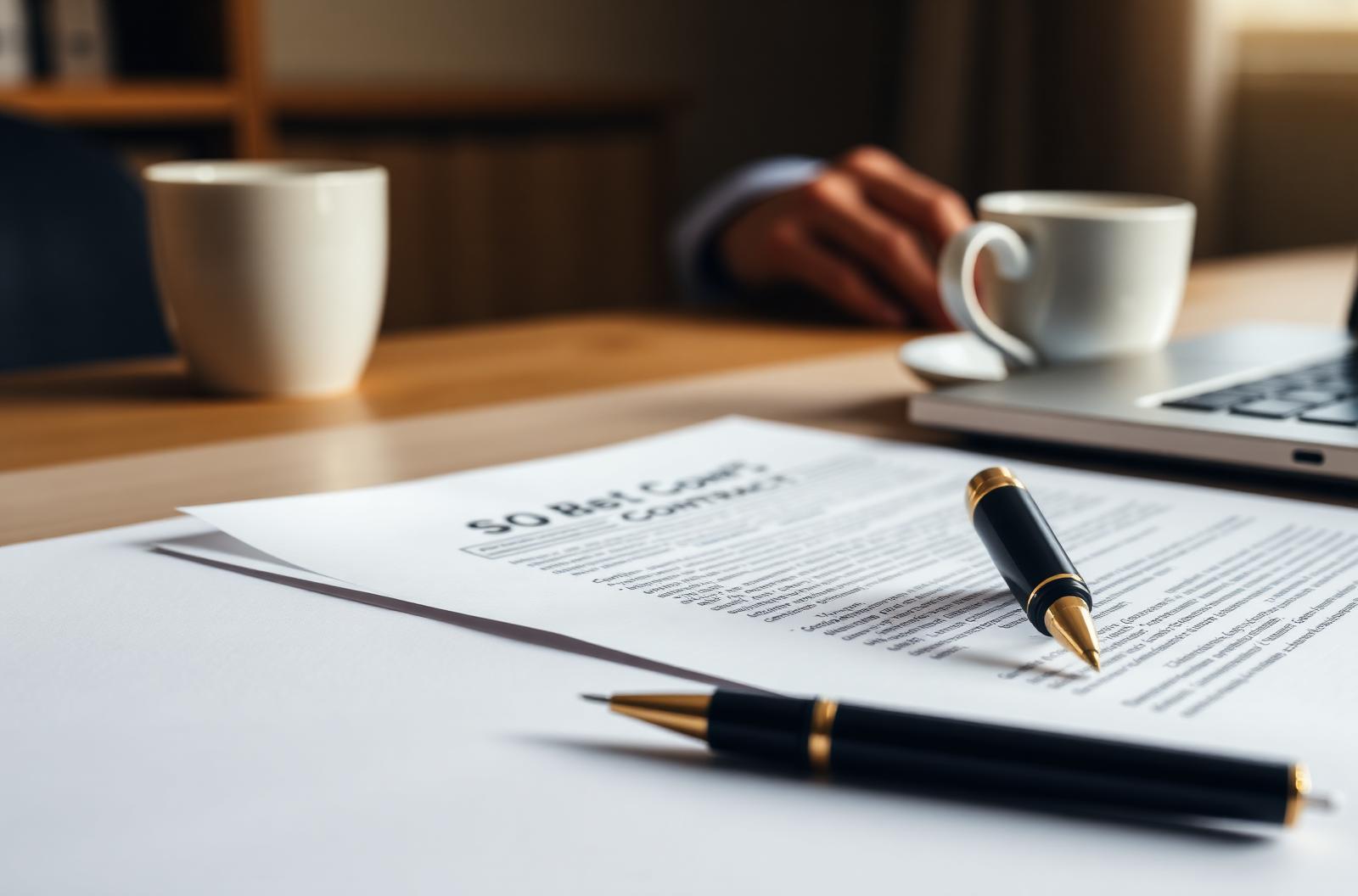 Business contract being signed with a fountain pen